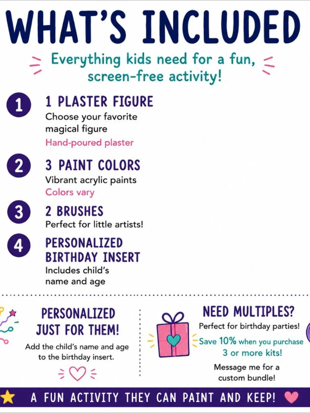 Kids Magical Birthday Party Favor DIY Paint Kit Unicorn Mermaid Plaster Craft